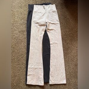 Brandy Melville 2 pair - one Navy and one light Gray High-Waisted flare leggings